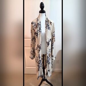 Dex Cream and Brown Floral Women's Robe